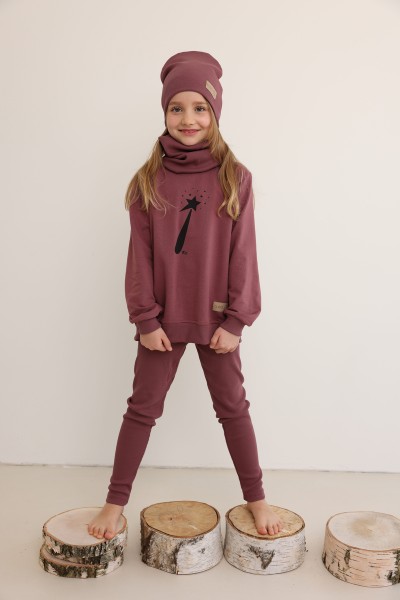 Leginsy dziecięce Rib rose brown