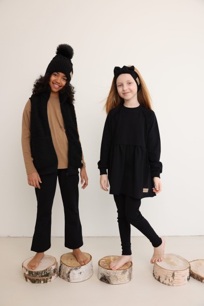 Leginsy dzieciece RIB black