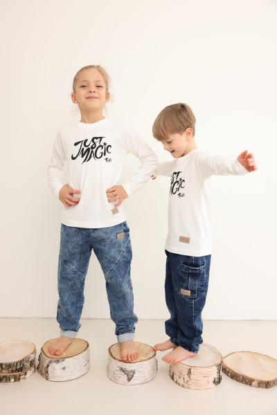 Spodnie dziecięce JEANS CARGO blue