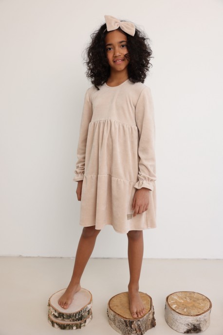 Sukienka dziecięca VELVET LEA beige