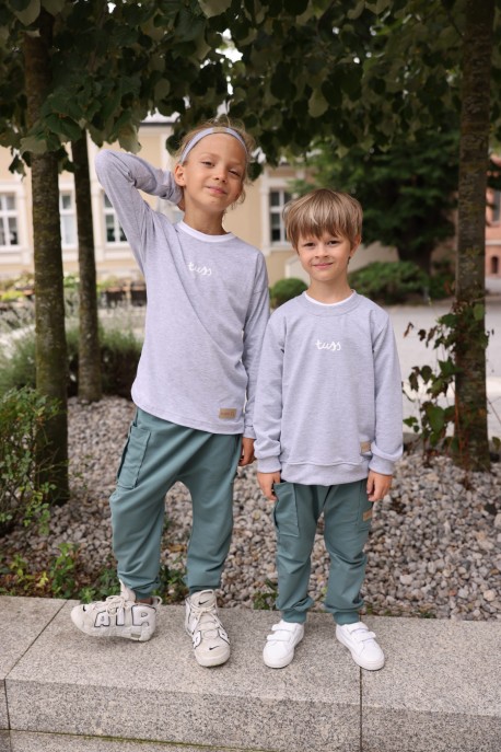 Klasyczny longsleeve bawełniany LIGHT GREY