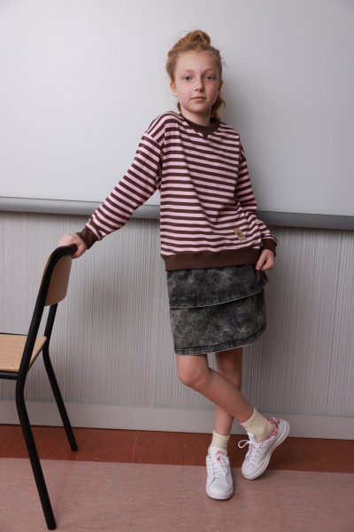 Bluza OVER paski CHOCO-PINK