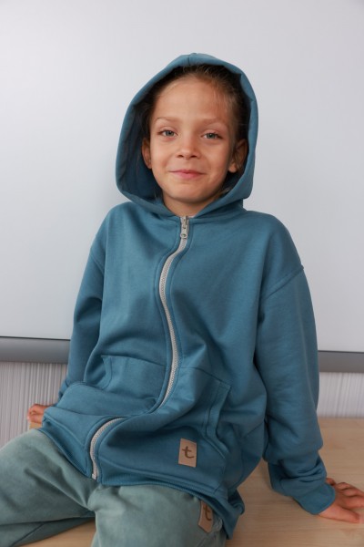 Bluza dziecięca na zamek z kapturem ZIP BLUE