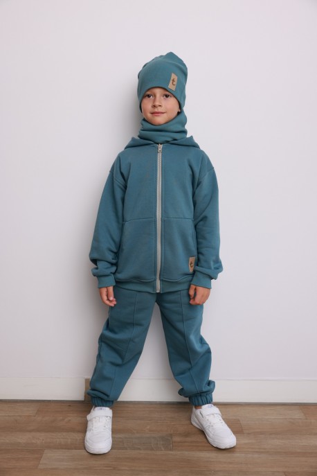 Czapka plus komin prążek BLUE