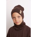 Czapka plus komin prążek CHOCO