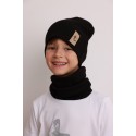 Czapka plus komin prążek BLACK