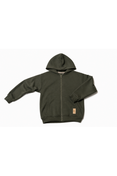 Bluza dziecięca na zamek z kapturem ZIP KHAKI